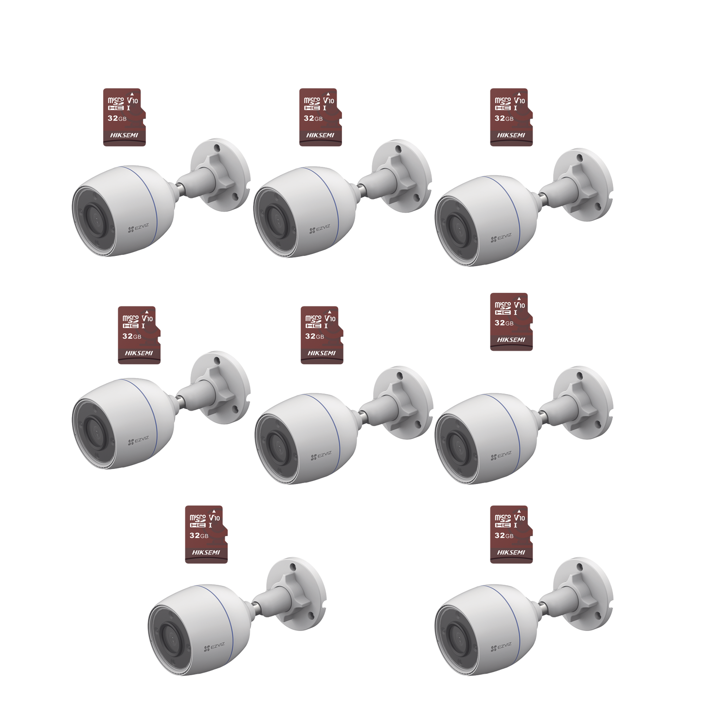 CS-H3C/KM8 Kit de Camaras WiFi, Incluye 8 Piezas CS-H3C y 8 Piezas HS-TF-E1/32G /  Detección de Movimiento