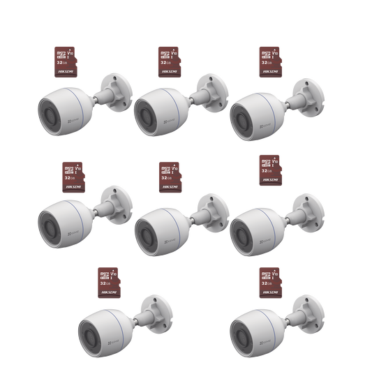 CS-H3C/KM8 Kit de Camaras WiFi, Incluye 8 Piezas CS-H3C y 8 Piezas HS-TF-E1/32G /  Detección de Movimiento