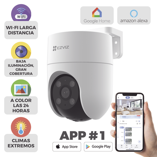 CS-H8C Camara PT WiFi / 2 Megapixel /  Cobertura 360° / Detección humana / Seguimiento Inteligente / Sirena / Luz Parpadeante / Colores en Oscuridad / Micro SD / Audio de Dos Vías / Exterior Con Protección