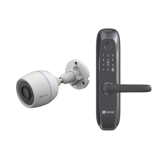 CS-L2S/CAM Kit de Cerradura Inteligente con Cámara IP Wi-Fi modelo CS-H3C / Apertura Remota desde la App / Códigos Temporales Para Visitantes / Lectura de Huella / Lectura de Tag / Contraseña /  Botón para Timbrar / Alarma Anti-intrusion
