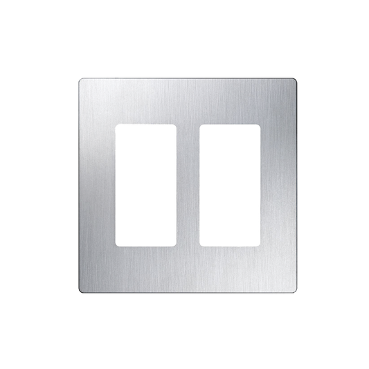 CW2SS Placa de pared 2 espacios, diseño tipo metálico, para atenuador (dimmer), apagador ó control remoto inalámbrico LUTRON.