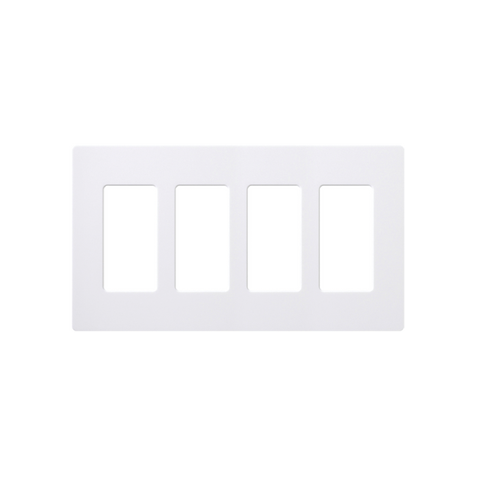 CW4WH Placa de pared 4 espacios, color blanco, para atenuador (dimmer), switch ó control remoto PICO inalámbrico
