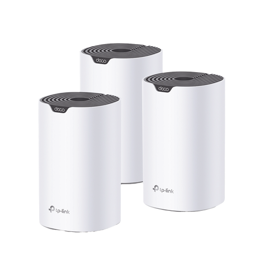 DECOS7-3PACK - Kit 3 Routers Inalámbricos MESH Interior para Hogar / Doble Banda Wi-Fi 5 AC1900 Mbps / 3 Puerto Gigabit WAN/LAN / 3 Antenas Internas / Administración Mediante la App Deco (iOS, Android)