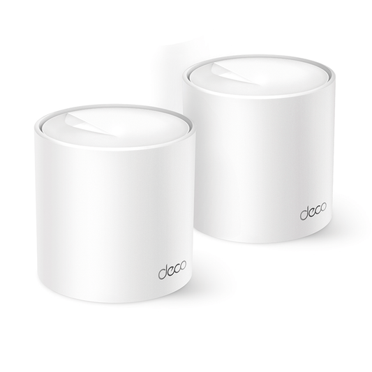 DECOX10-2PACK - Kit 2 Routers Inalámbricos MESH Interior para Hogar / Doble Banda Wi-Fi 6 AX1500 Mbps / 2 Puerto Gigabit WAN/LAN / 2 Antenas Internas / Administración Mediante la App Deco (iOS, Android) / Protección HomeShield