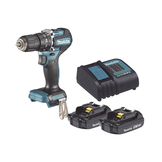 DHP487SYX2 - Rotomartillo/Taladro Inalámbrico SIN CARBONES, Broquero de 1/2", 1,700 RPM, 18V, Torque: 42 N.m C/2 Bat. (1.5Ah) y Cargador.