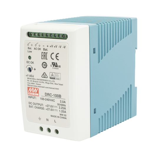 DRC-100-B Fuente de poder Riel Din 24V, 100W con Cargador de Bateria