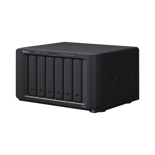 DS1621PLUS Servidor NAS de 6 Bahías (Expandible a 16 Bahías) / Hasta 288 TB / 4 GB RAM / Servicio Nube Gratis (P2P) / Administración Remota y Respaldo Programado