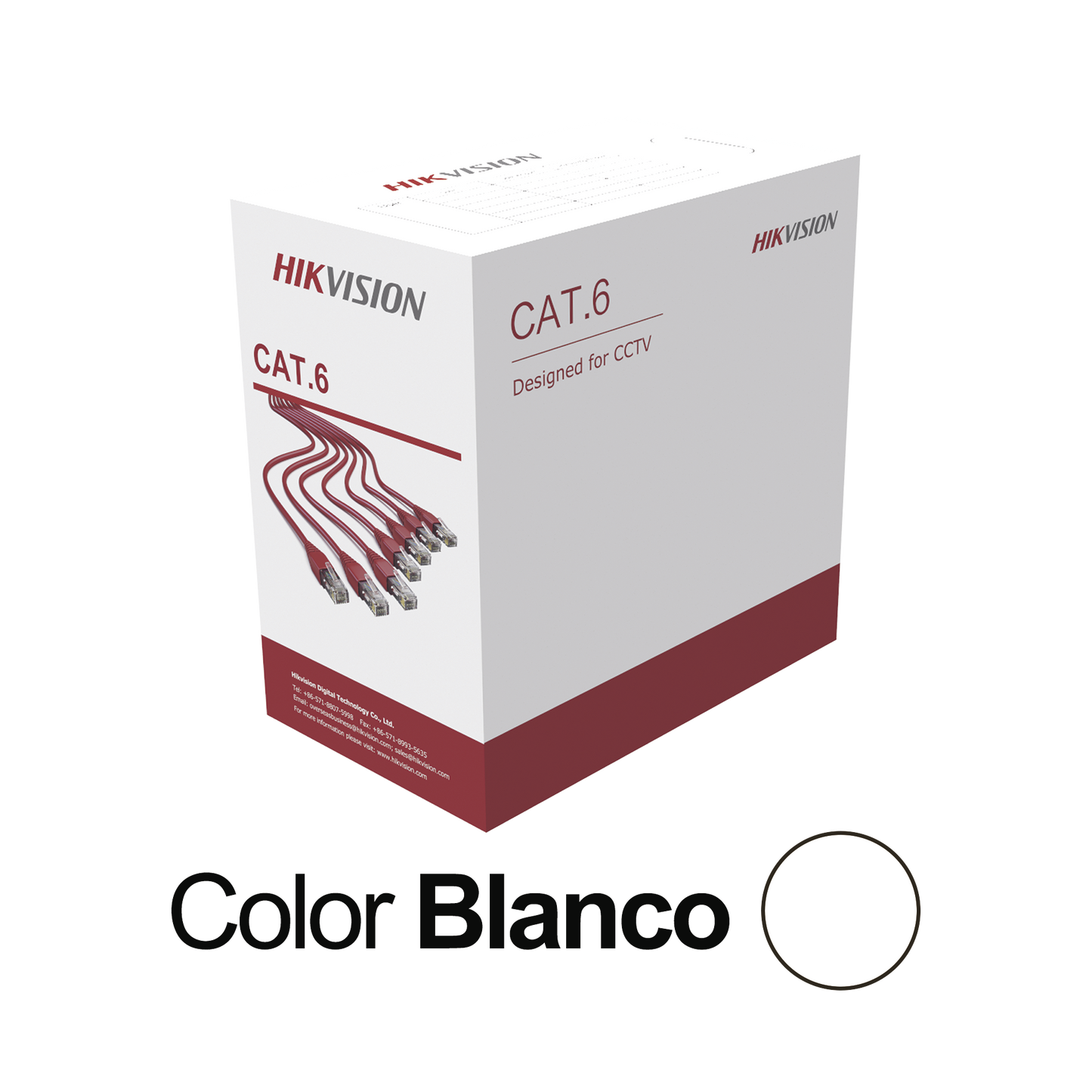 DS-1LN6U-W/CCA Bobina de Cable UTP 305 Mts / Cat 6 (24 AWG) / Color Blanco / PVC (CM) / Uso en Interior / CCA (Cobre con Aluminio) / Aplicaciones de CCTV y Redes de Datos