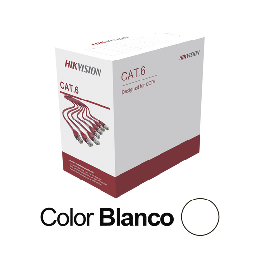 DS-1LN6U-W/CCA Bobina de Cable UTP 305 Mts / Cat 6 (24 AWG) / Color Blanco / PVC (CM) / Uso en Interior / CCA (Cobre con Aluminio) / Aplicaciones de CCTV y Redes de Datos