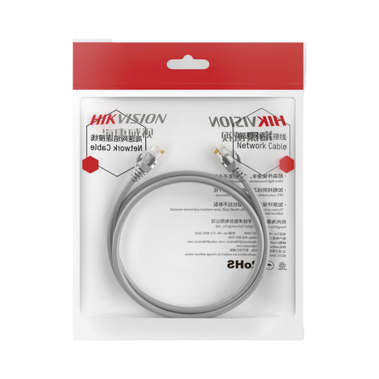 DS-1NP6UEC0-1000-G - Cable de Parcheo (Patch Cord) / UTP / Cat. 6 (24 AWG) / 10 Metros (32.81 Pies) / Color Gris / Ideal para PoE+ / Interior