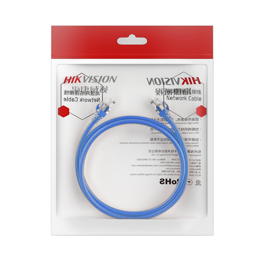 DS-1NP6UEC0-200-B - Cable de Parcheo (Patch Cord) / UTP / Cat. 6 (24 AWG) / 2 Metros (6.56 Pies) / Color Azul / Ideal para PoE+ / Interior