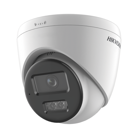 DS-2CD1383G2-LIU(F) [Dual Light] Turret IP 8 Megapixel (4K) / Lente 2.8 mm / 30 mts IR + 30 mts Luz Blanca / Micrófono Integrado / ACUSENSE Lite / Exterior IP67 / H.265 / PoE / ONVIF / Micro SD