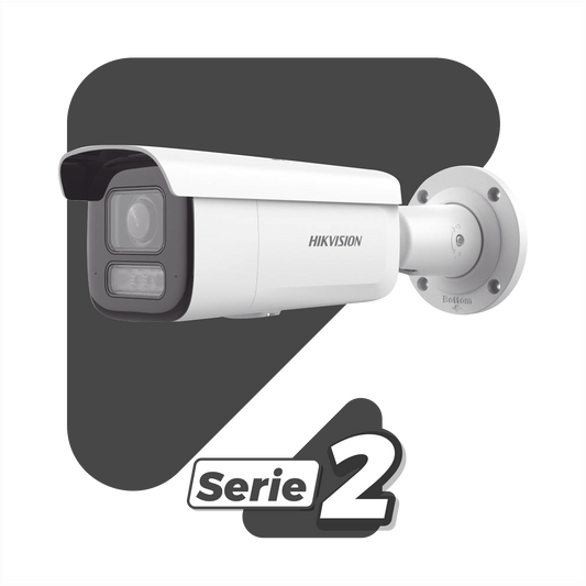 DS-2CD2623G2-LIZS2U - [Dual Light + 2 Micrófonos Integrados] Bala IP 2 Megapixel / Lente Mot. 2.8 a 12 mm / 60 mts Luz Blanca + 60 mts IR / ACUSENSE / Exterior IP67 / IK10 / WDR 120 dB / PoE+  / Alarmas I/O / Micro SD / Metal / IK10 / ACUSEARCH