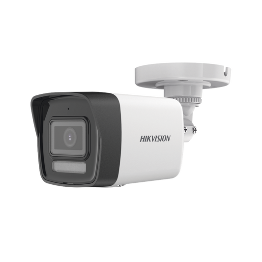 DS-2CE16K0T-LFS - [Dual Light + ColorVu] Bala TURBOHD 3K (5 Megapixel) / Lente 2.8 mm / 30 mts IR + 20 mts Luz Blanca / Gran Angular 104.9° / Exterior IP67 / Micrófono Integrado / dWDR / 4 Tecnologías / Metal