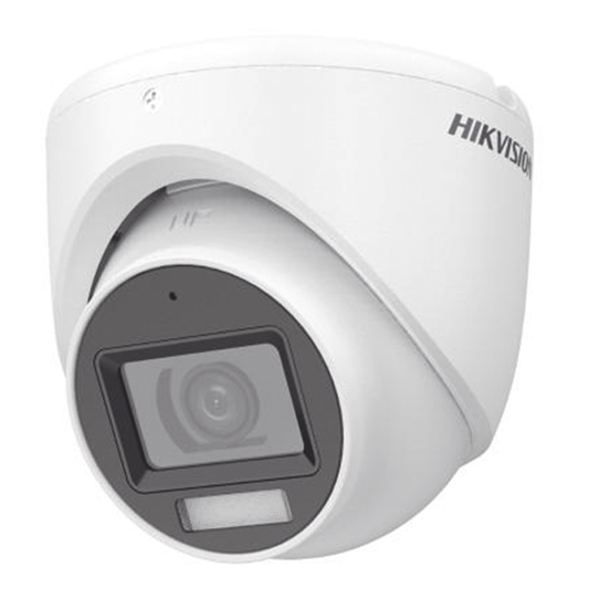 DS-2CE76D0T-LMFS - [Dual Light + ColorVu] Turret TURBOHD 2 Megapixel (1080p) / Lente 2.8 mm / 30 mts IR + 20 mts Luz Blanca / Gran Angular 101° / Exterior IP67 / Micrófono Integrado /  4 Tecnologías /  Metal