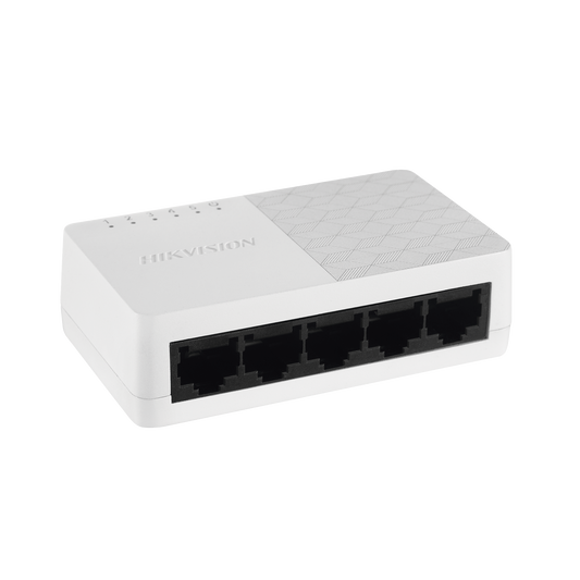 DS-3E0105D-O - Switch No Administrable de 5 Puertos para Escritorio / Fast Ethernet  10 / 100 Mbps / Diseño Compacto y Estetico
