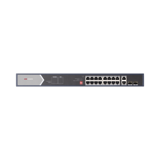 DS-3E0520HP-E Switch PoE+ / No Administrable / 16 Puertos 100 Mbps PoE+ (4 Puertos PoE++ 90 W) / 2 Puertos 1000 Mbps Uplink + 2 Puertos SFP de Uplink / PoE hasta 250 Metros / 225 Watts