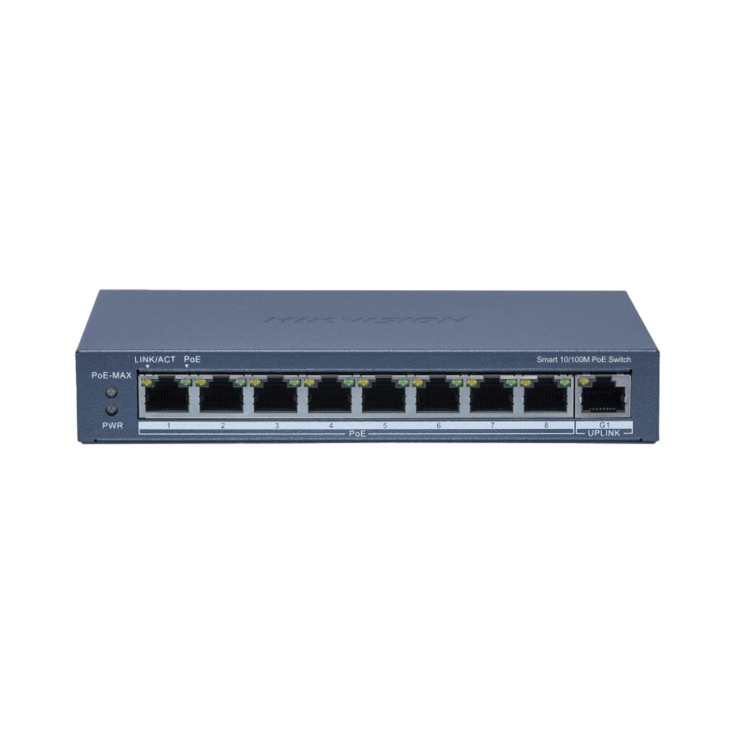 DS-3E1309P-EI Switch Monitoreable PoE+ / 8 Puertos 10/100 Mbps PoE+ / 1 Puerto 1000 Mbps de Uplink / Configuración Nube Hik-PartnerPro / Modo Extendido hasta 300 Metros / 110 W