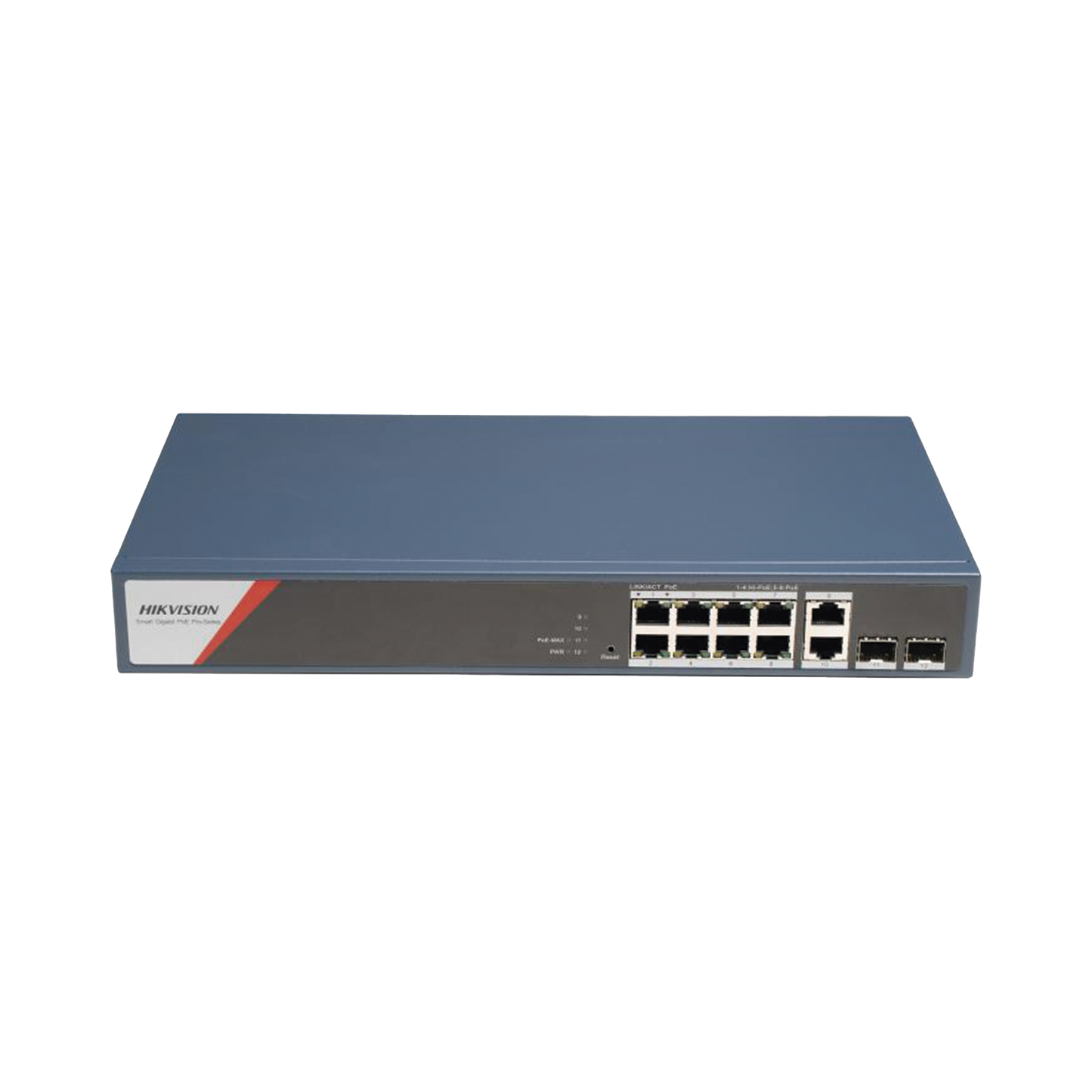 DS-3E1512HP-SI-8P2T2F - Switch Gigabit PoE+ / Administrable / 8 Puertos 1000 Mbps PoE+(4 Puertos PoE++ 90 W) / 2 Puertos 1000 Mbps de Uplink / 2 Puertos SFP / Configuración Nube Hik-PartnerPro / Modo Extendido hasta 300 Metros / 130 W