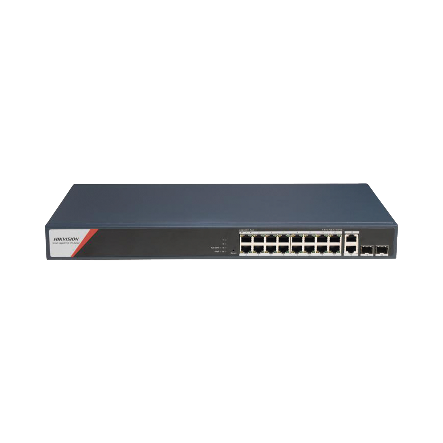 DS-3E1520HP-SI-16P2T2F - Switch Gigabit PoE+ / Administrable / 16 Puertos 1000 Mbps PoE+ (4 Puertos PoE++ 90 W) / 2 Puertos 1000 Mbps de Uplink / 2 Puertos SFP / Configuración Nube Hik-PartnerPro / Modo Extendido hasta 300 Metros / 230 W