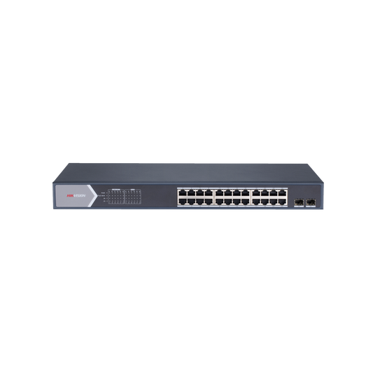 DS-3E1526P-SI Switch Gigabit PoE+ / Administrable / 24 Puertos 1000 Mbps PoE+ / 2 Puertos SFP / Configuración Remota desde Hik-PartnerPro / PoE Extendido 250 Metros / 370 Watts