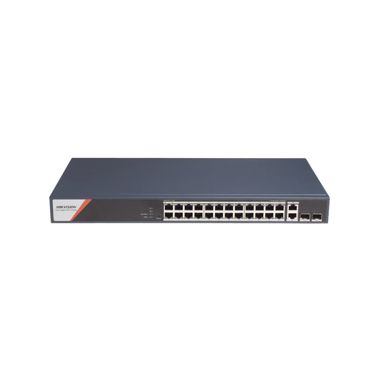 DS-3E1528HP-SI-24P2T2F - Switch Gigabit PoE+ / Administrable / 24 Puertos 1000 Mbps PoE+ (4 Puertos PoE++ 90 W) / 2 Puertos 1000 Mbps de Uplink / 2 Puertos SFP / Configuración Nube Hik-PartnerPro / Modo Extendido hasta 300 Metros / 370 W