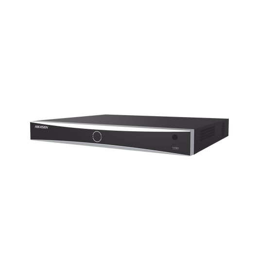 DS-7608NXI-K2/8P NVR 12 Megapixel (4K) / 8 canales IP / 8 Puertos PoE+ / AcuSense (Evita Falsas Alarmas) / Reconocimiento Facial / 2 Bahías de Disco Duro / HDMI en 4K / Alarmas I/O / 300 Metros PoE Modo Extendido