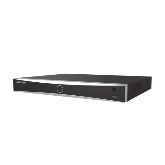 NVR 12 Megapixel (4K) / 32 canales IP / 16 Puertos PoE+ / Recocimiento Facial / AcuSense (Evita Falsas Alarmas) / 2 Bahías de Disco Duro / HDMI en 4K / Alarmas I/O / 300 Metros PoE Modo Extendido