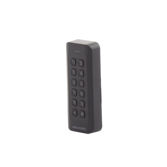 DS-K1802EK - Lector de Tarjetas PROX EM y Contraseñas / Exterior IP65 / Wiegand / Compatible con Cualquier Panel / PERFIL DELGADO y ESTETICO / Indicador LED