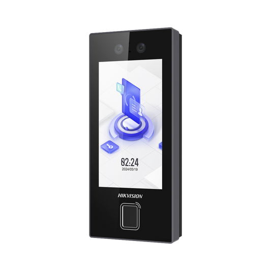 DS-K1T344EBFWX-E1 Terminal Facial Min Moe con LECTOR DE HUELLAS y Tarjetas PROX EM / 3000 Rostros / 3000 Huellas / Pantalla 4.5 / Administrable en la Nube con HikConnect Teams  / Exterior IP65  / PoE / WiFi