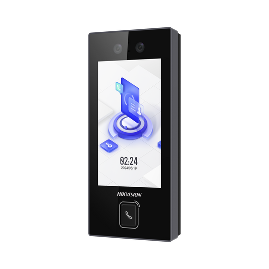 DS-K1T344MBWX-E1 - Terminal Facial Min Moe con BOTON DE LLAMADA FÍSICO / 3000 Rostros / Pantalla 4.5" / Administrable en la Nube con Hik-Connect Teams / Exterior IP65 / PoE / WiFi / HIK-IA / SIP Estandar