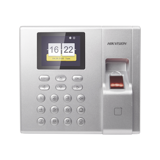 DS-K1T8003EF Terminal de Control de Acceso y Asistencia compatible con APP Hik-Connect (P2P) / Lectura de Huella y de Tarjetas EM / Soporta hasta 1000 Huellas / Relevador para Chapa / Software iVMS4200