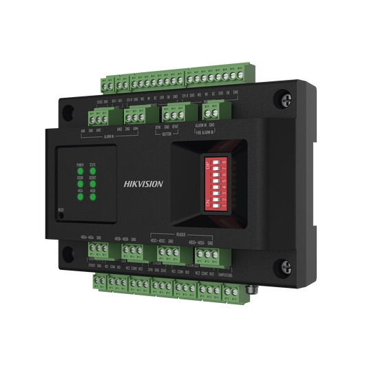 DS-K2M002X Expansor de 2 Puertas para Paneles de Control de Acceso DS-K27 Series / Comunicación RS-485 / 4 Entradas y 2 Salidas Auxiliares