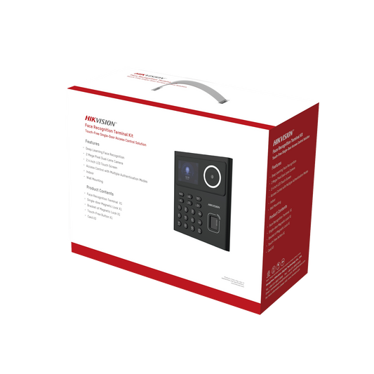 DS-KAS320 Kit WiFi de Control de Acceso Lite TODO INCLUIDO con Lector de Rostros, Tarjetas y Huellas / 500 Rostros / Compatible con App HIKConnect / Incluye Electroimán  Botón de Salida y Montajes Z y L para imán