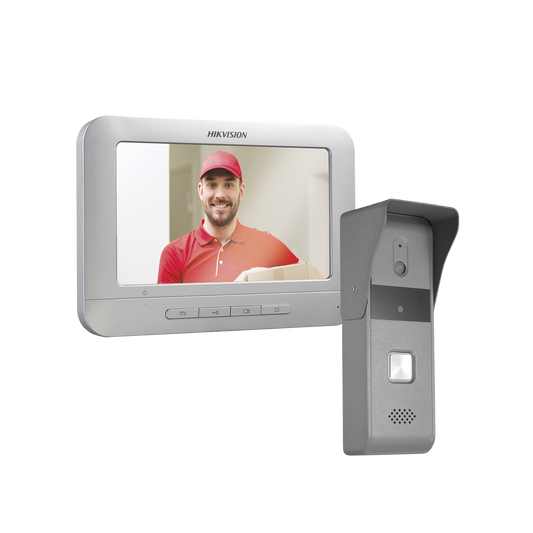 DS-KIS203-T Kit de Videoportero Analógico con Pantalla LCD a Color de 7 / Frente de Calle para Exterior IP65 / Salida de Relevador
