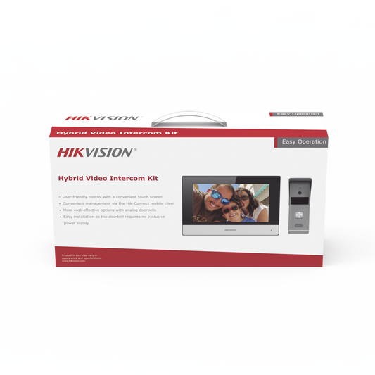 DS-KIS303-P Kit de Videoportero Analógico de Metal / IP a 4 Hilos con Función de Llamada a App Hik-Connect / Monitor se Conecta a Internet por Cable o WiFi y por 4 Hilos al Frente de Calle  IP65 / Expandible a Mas Equipos