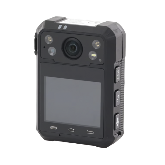 Body Camera Portátil / Grabación a 1920 × 1080p / Pantalla Frontal 1.77 TFT / Conexión Remota 4G / WiFi / GPS / Fotos de Hasta 40 Megapixel / IP68 / H.265 / 128 GB de Almacenamiento / Microfono Integrado
