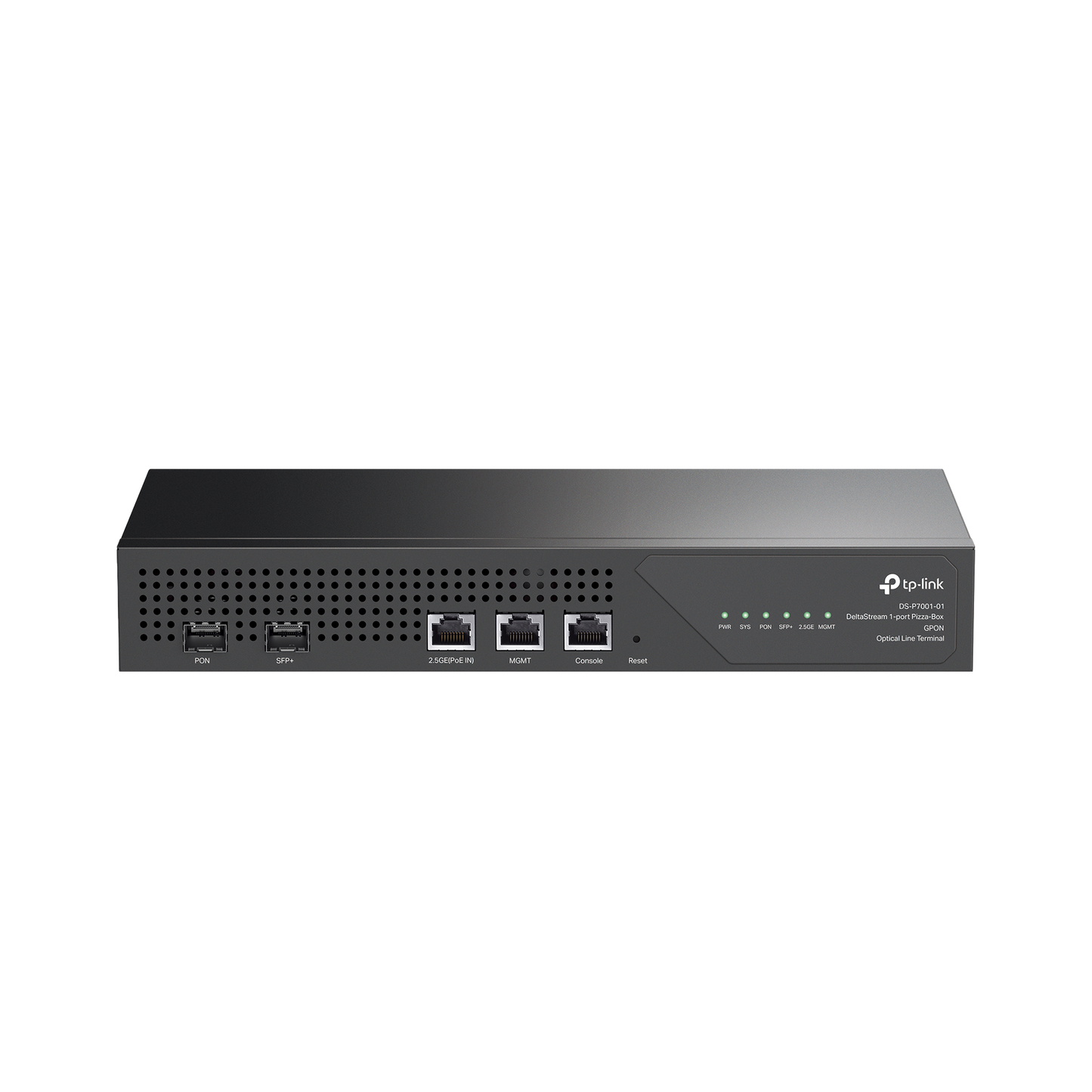 DS-P7001-01 - Delta Stream - OLT de 1 puerto GPON / Conexión de hasta 128 ONUs / 1 Puerto 2.5 Gigabit RJ45 Uplink PoE/  1 Puertos SFP+ Uplink / Fuentes Redundantes AC- PoE at / Administración desde la nube (DPMS)