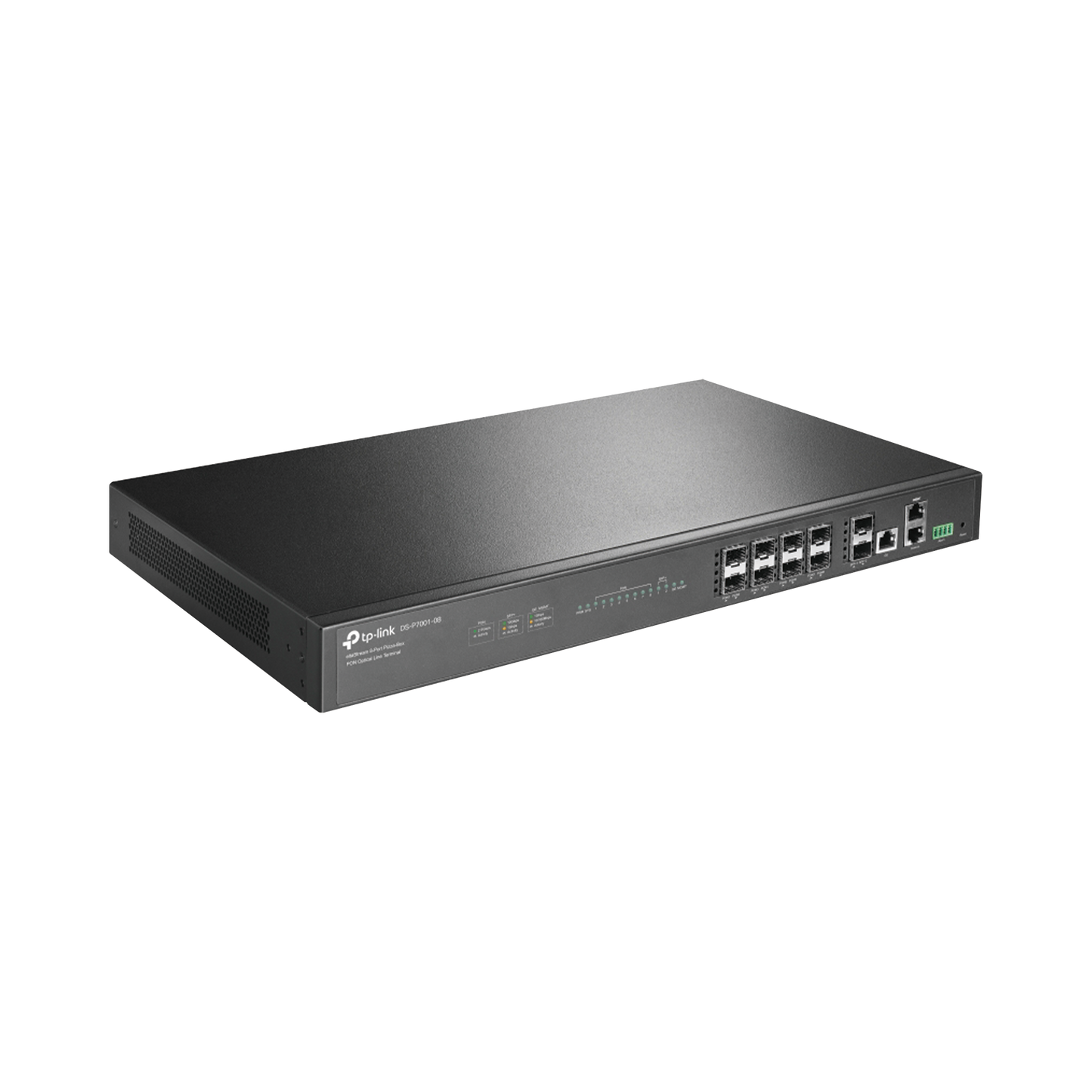 DS-P7001-08 - Deltra Stream - OLT de 8 Puertos GPON  / Conexión Hasta 1,024 ONUs / 1 Puerto Gigabit RJ45 Uplink / 2 Puertos SFP+ 10GbE Uplink / Fuentes Redundantes AC-AC (incluidas) /  Administración desde la Nube Sin Costo (DPMS)