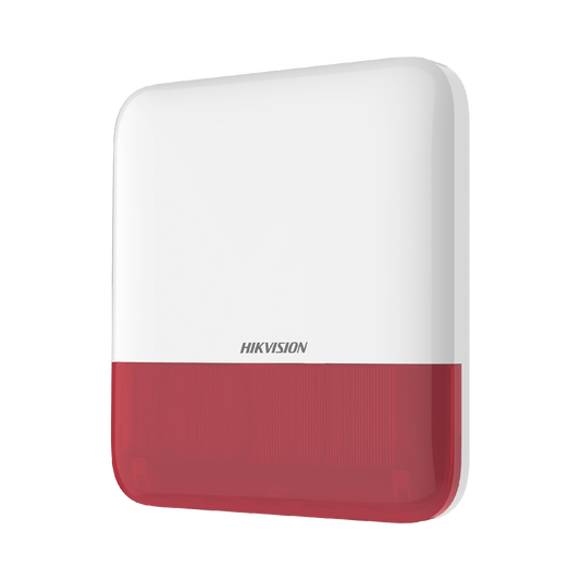 DS-PS1-E-WB/R (AX PRO) Sirena Inalámbrica con Estrobo Rojo para Exterior IP65 / 110 dB