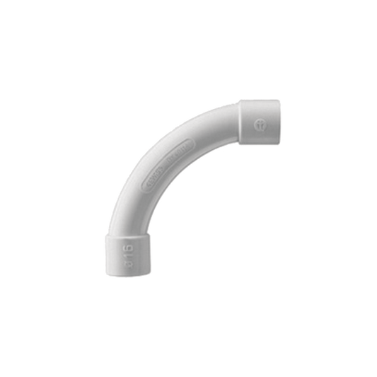 DX-40-140 - Curva de radio estrecho para tubería rígida, recomendado para cables de datos, PVC Auto-extinguible, de 40 mm