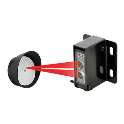 E-936-S45RRGQ Sensor de Haz Fotoeléctrico Reflectante ? Cumple con ETL UL325,  con alcance dehasta 14 metros.