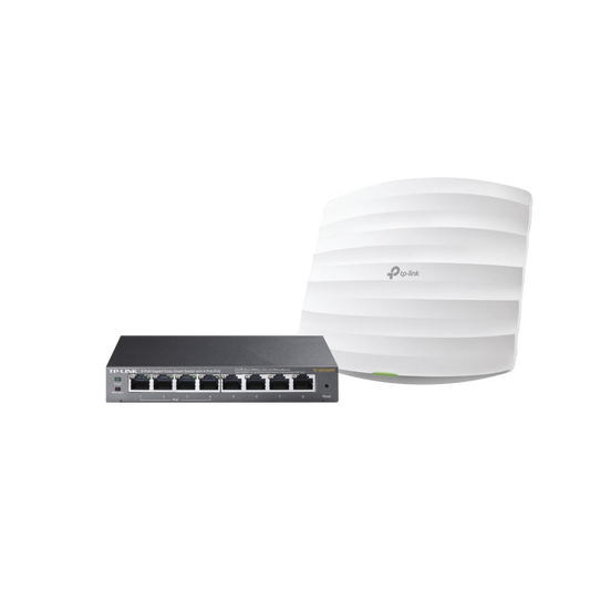 EAP-STARTER-KIT-245PE Kit de access point EAP245 y switch PoE TL-SG108PE, doble banda AC, hasta 1750 Mbps, 1 puerto Gigabit