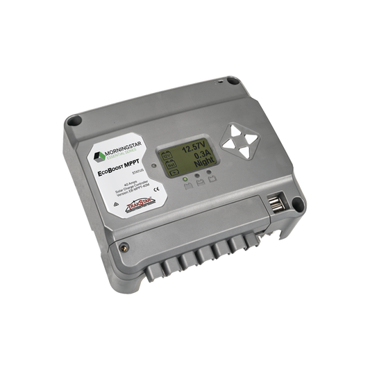 EBMPPT40M - Controlador de Carga Solar MPPT EcoBoost 40 A / Pantalla LCD / 12V y 24V / 2 Puertos USB 3A / Control de Iluminaci�n