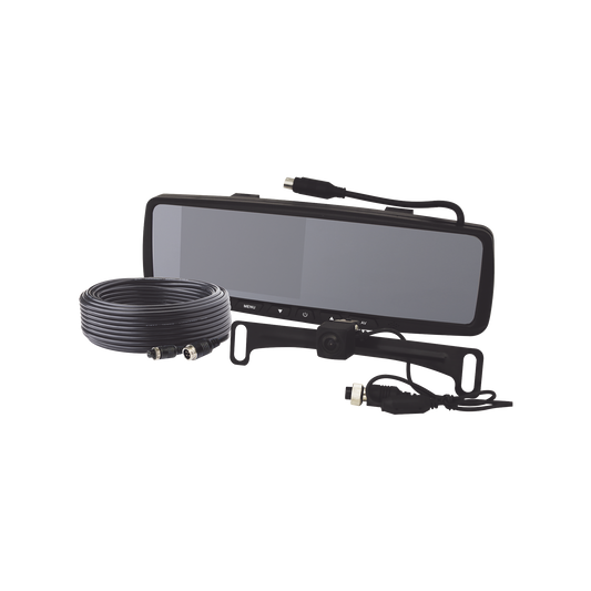 EC4210BK - Sistema alámbrico de reversa con cámara y monitor de 4.3 pulgadas, Incluye cámara para placa de  170°