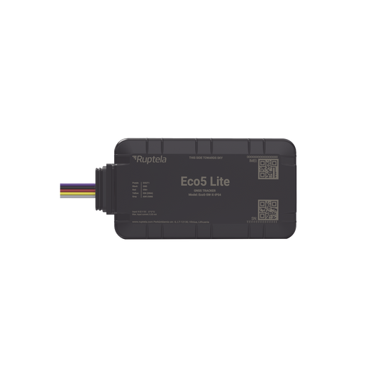 ECO5LITE - Rastreador Vehicular y Monitoreo de Flota / BLE 5.0 y GNSS / LTE CAT1 y LTE-M con Respaldo 2G / GNSS U-blox / MiKado IP54 / -20 °C a +40 °C / Acelerómetro de 3 Ejes / Suministro 9-32 V / Batería Interna