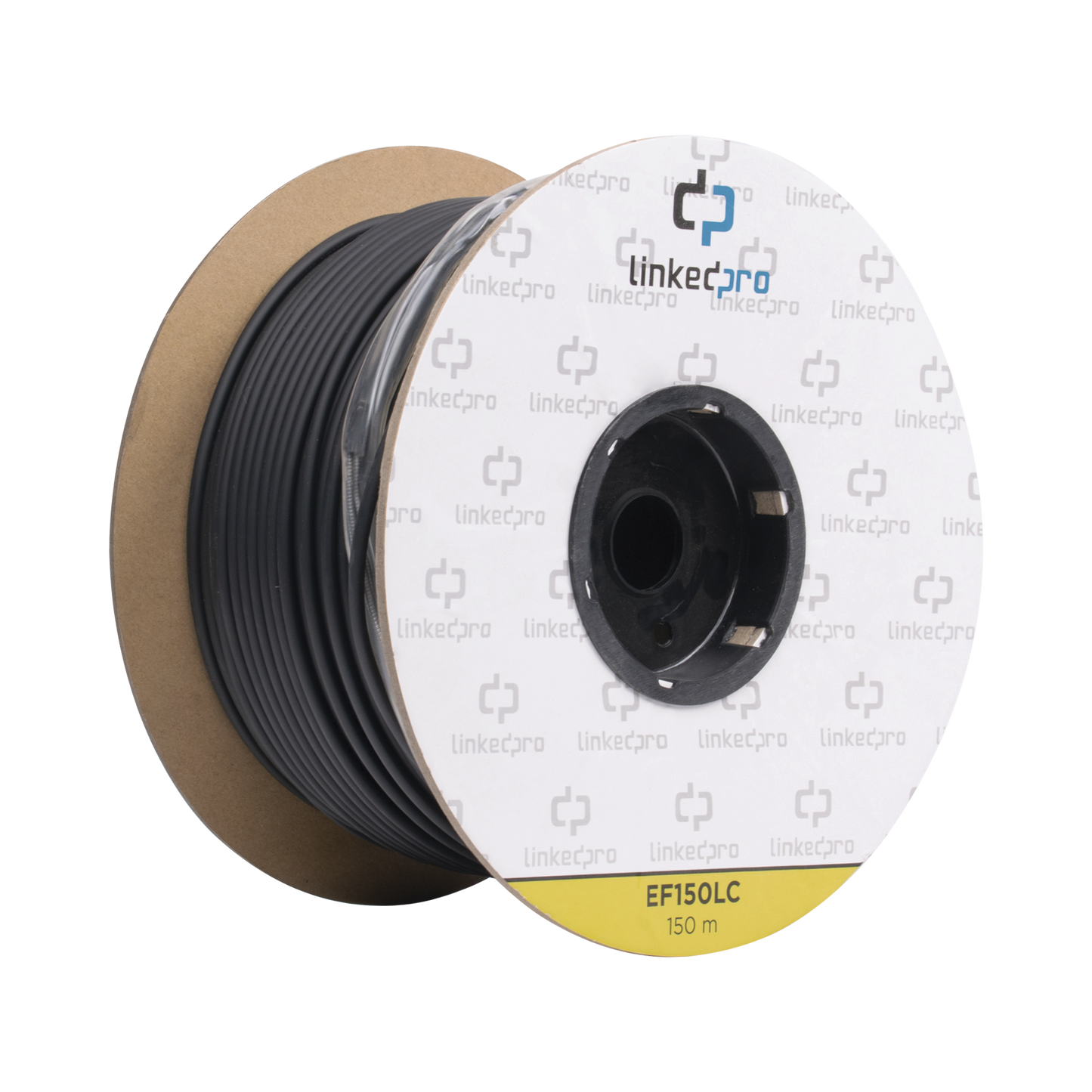EF-150-LC Carrete de Fibra Óptica Monomodo con conectores LC-LC Duplex, Reforzada con Kevlar, de 150 metros, Para instalaciones subterráneas por tubería