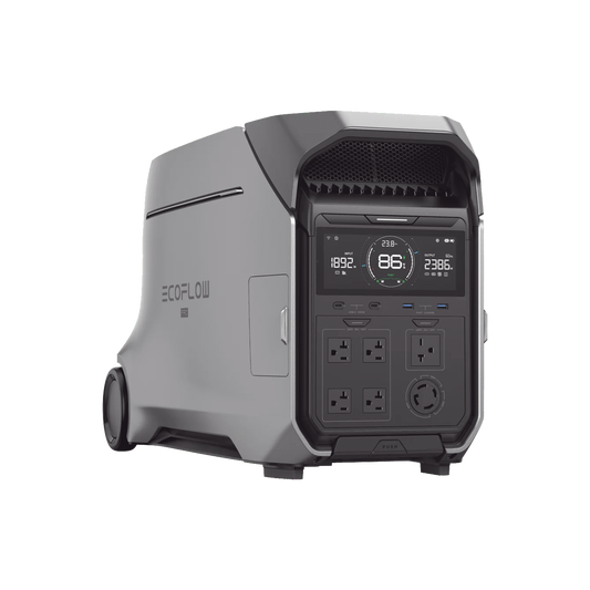 EFD521 - Estación de Energía Portátil DELTA PRO3 / 4096Wh Litio LFP / 5 AC 4000W (8000W Pico) / 2 USB-C 100W / Capacidad para Aumentar Respaldo / Cargador de Coche 10A a 12.6V / Conectividad WiFi y Bluetooth (App) / Carga Solar 2600W Max. (2 P