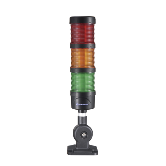 EI-3-RAG-24 - Torre LED Indicadora de estado de 3 niveles color Rojo, Ámbar y Verde, con Buzzer integrado a 85 dB,  a 24 VCD con Montaje incluido de 60 mm de diámetro