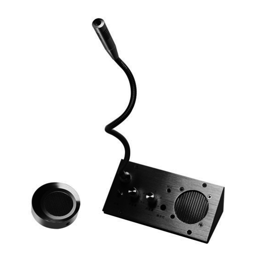 EP001T Sistema de Intercomunicación | Ideal para Ventanillas | Audio de voz de dos vías | 12V/1A 2W | Micrófono Interior + Micrófono Exterior